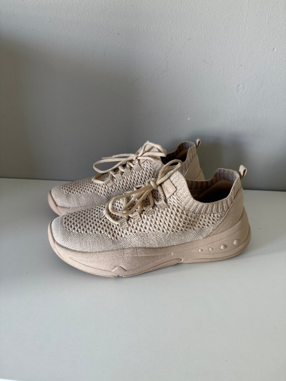 Easy Spirit Power2 Eco-Knit Walking Sneakers Natural 8.5